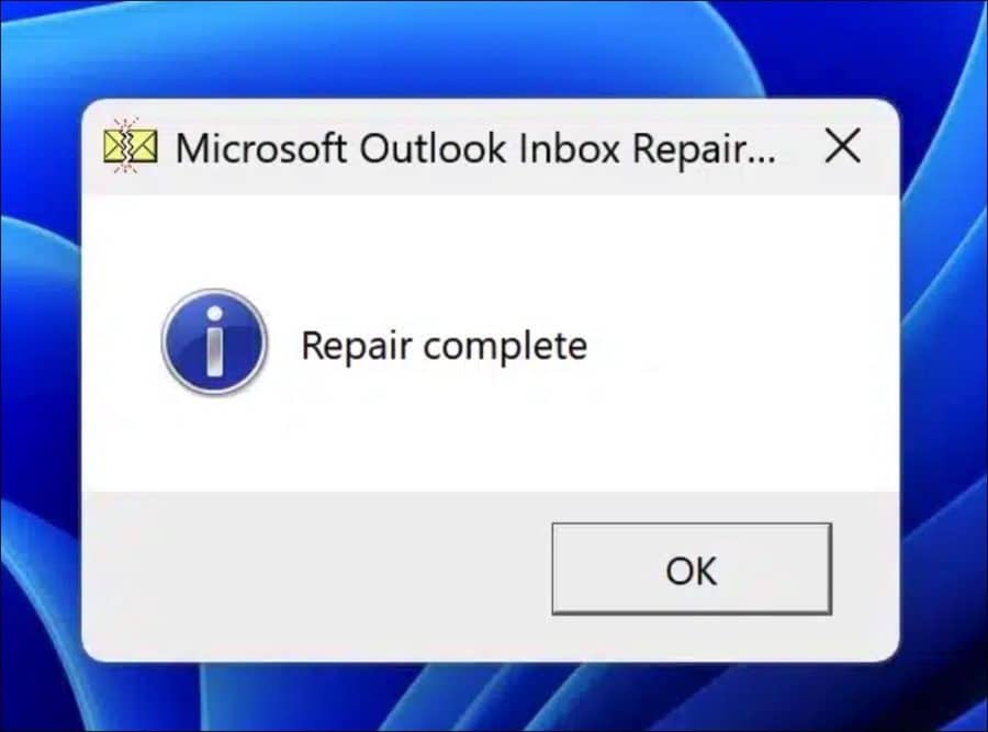 Die pst-Datei wurde nun repariert