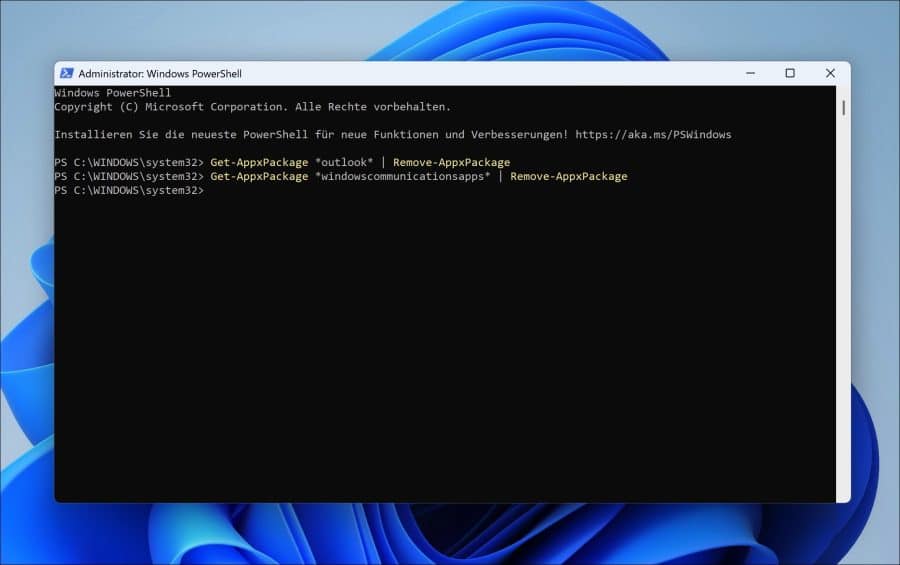 Outlook-Komponenten zu entfernen
