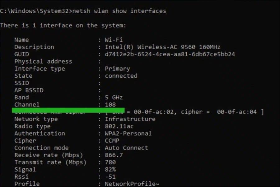 netsh wlan show interfaces