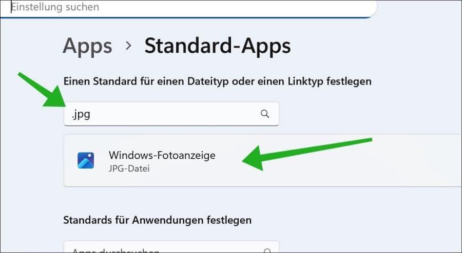 Geben Sie einen Dateityp oder Linktyp ein