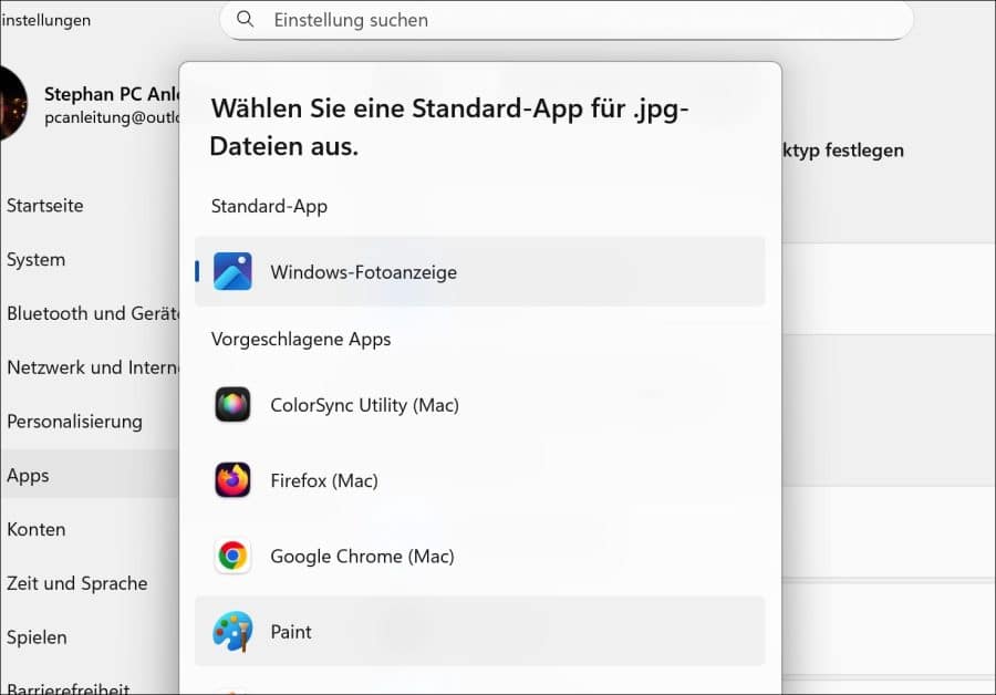 Liste der installierten Apps aus