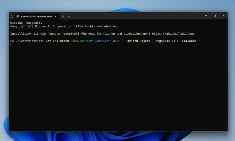 Windows-Komponenten erneut registrieren