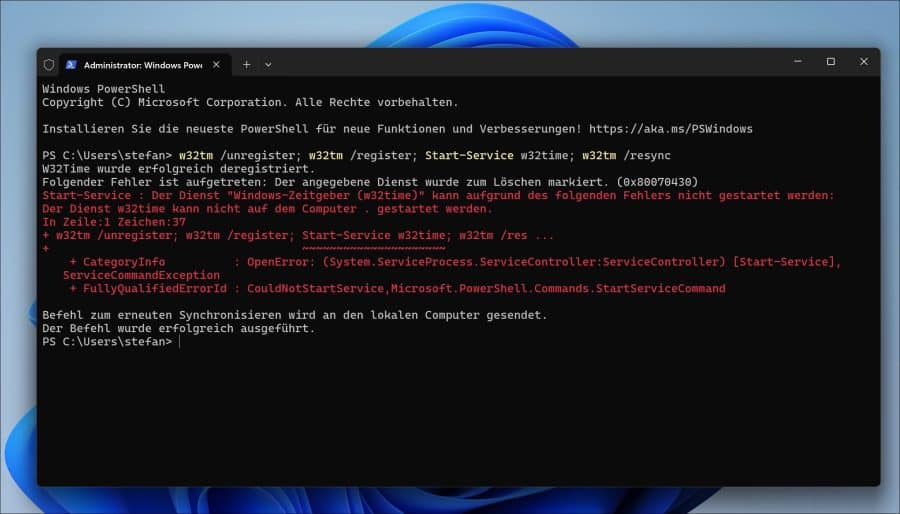 Zeit-Synchronisation reparieren