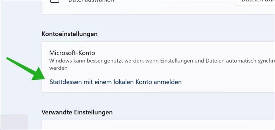 Stattdessen mit einem lokalen Konto anmelden